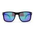 thumbnail image 2 of Locs Color Mirror Sport Rectangle Horn Rim Gangster Sunglasses Teal Mirror, 2 of 4