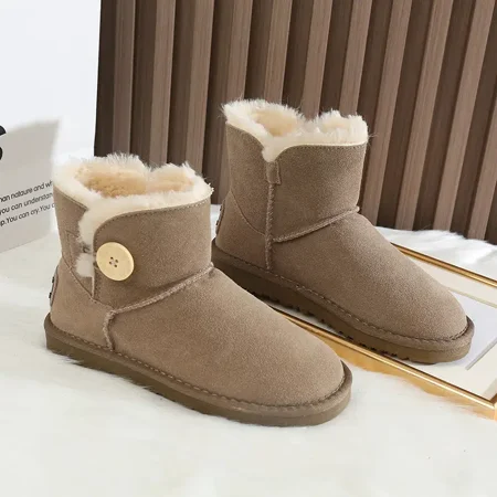 

Women‘s Thermal Snow Boots Solid Color Fleece Liner Slip On Ankle Boots Women‘s Footwear