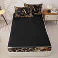 thumbnail image 4 of Catabedysis Cheetah ABC Print A Zipper Twin Comforter Sets with Fitted Sheet and 2 Pillowcases,Personalized Monogram Gifts Zipper Bedding Set For Girls,Black Reversible,4-Piece, 4 of 7