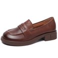 thumbnail image 3 of 2022 nuevos zapatos de mujer de cuero genuino de primavera, mocasines casuales sin cordones, zapatos de plataforma con punta redonda, zapatos planos individuales para mujer, 3 of 4