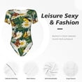 thumbnail image 6 of Uemuo Sunflowers And Butterflies Pattern Women's One Piece Short Sleeve Swimsuit Rash Guard Surfing Modest Quick-drying Swimsuit Beach Essentials-XX-Large, 6 of 9