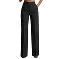 thumbnail image 4 of Outfmvch Womens Flowy Stretchy Pinstripe Work Trousers High Waist Wide Straight Leg Striped Palazzo Slacks with Side Pockets Breathable Lightweight Office Business Daily Dressy Bottoms Black XL, 4 of 4