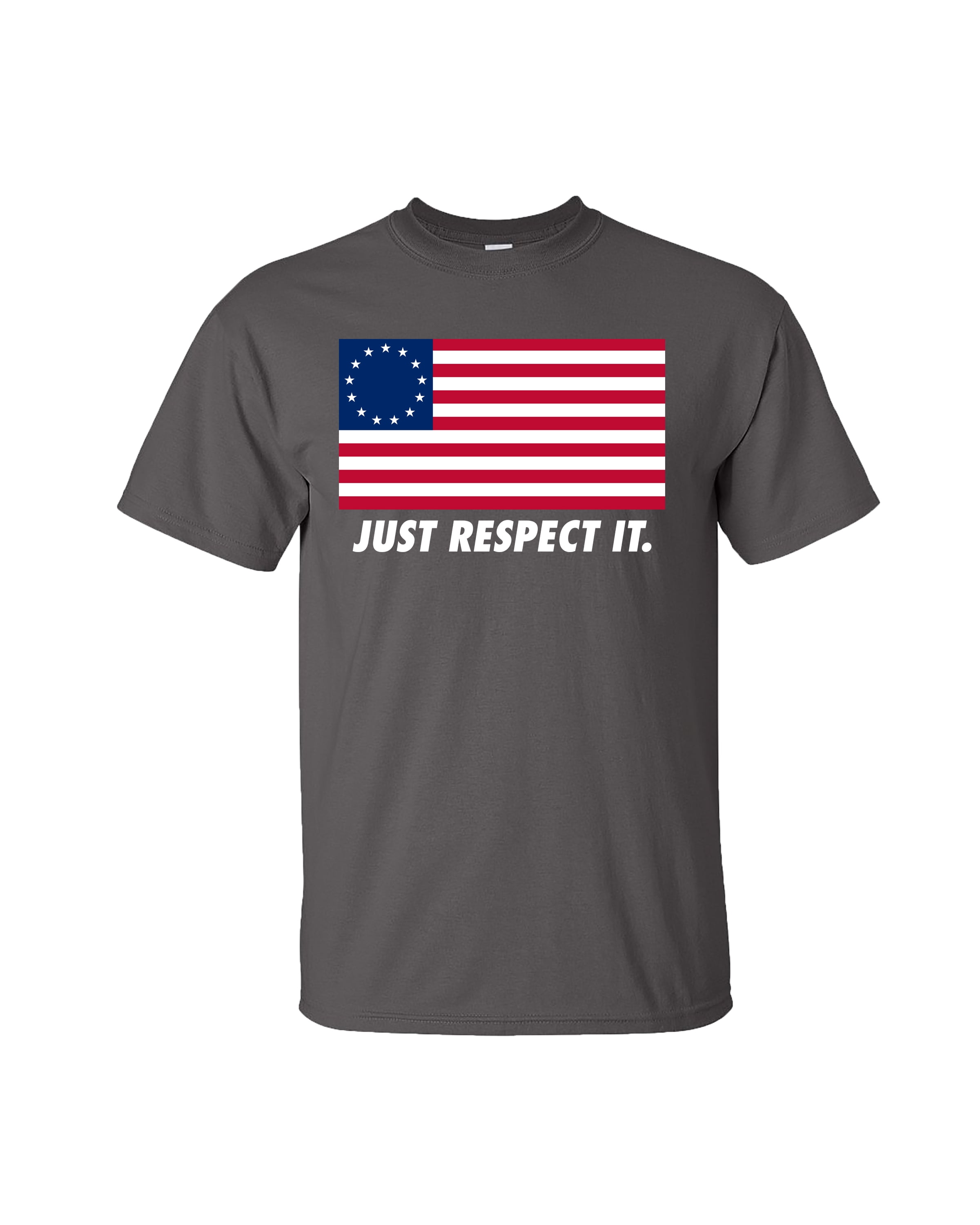 Patriotic Betsy Ross American Flag Just Respect It Adult Short Sleeve Tee Shirt - Bild 10 von 21