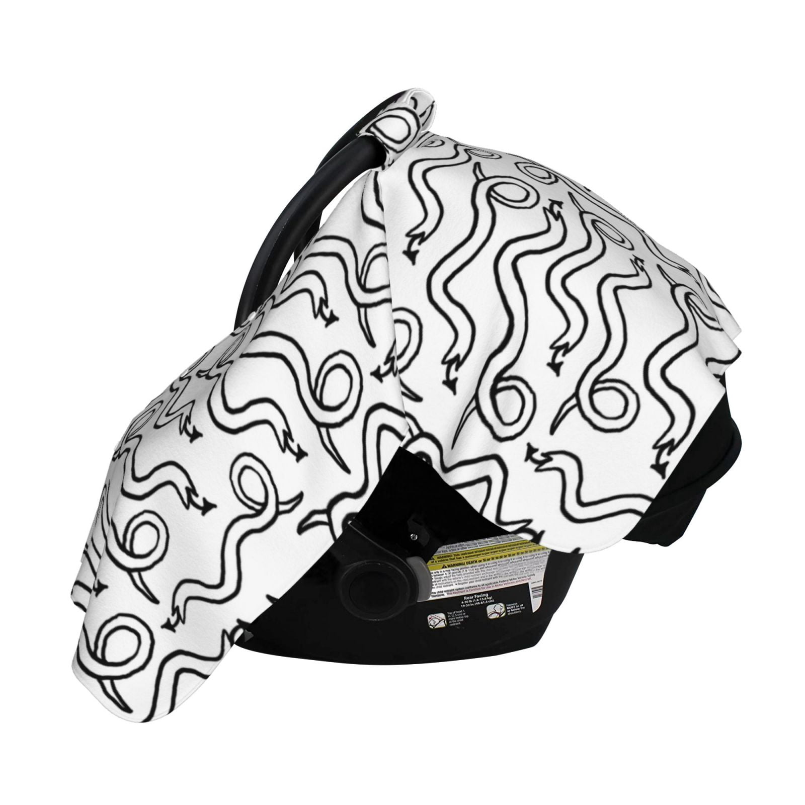 Naloa Hand Drawn Snake Baby Car Seat Cover, Breathable Baby Carrier Cover, Multiuse Baby Carrier Cover & Nursing Breastfeeding Cover