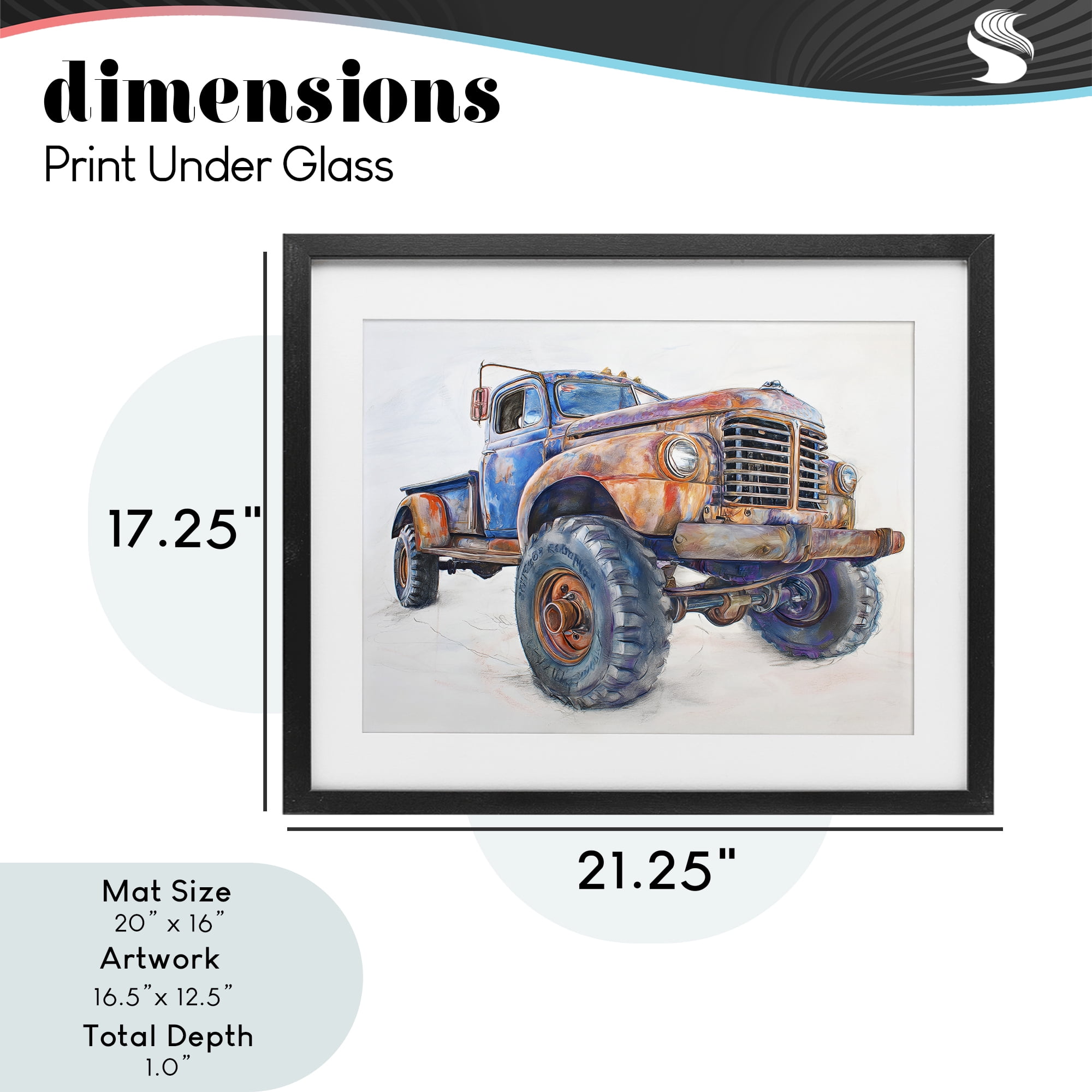 Stupell Industries Old Rustic Truck Illustration Black Framed Print Under Glass, design by Steve Hunziker