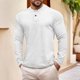 thumbnail image 1 of pstuiky mangas largas para hombre, Camiseta de manga larga con cuello redondo y botones de terciopelo para hombre, color liso Tops casuales para hombres m, 1 of 5