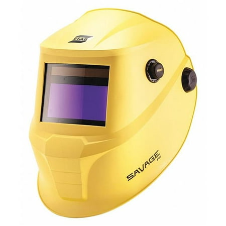 

ESAB 0700000491 Savage A40 Yellow Auto-Darkening Welding Helmet External Shade Adjustment Four Arc Sensor Auto Darkening 3.93 X 1.96 True Color Viewing Lens Sensitivity/Delay Control