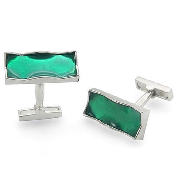 Alamode LO1374 Men Rhodium Brass Cufflink with No Stone in No Stone