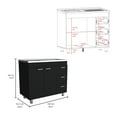 thumbnail image 3 of Izzovium Ferretti Utility Sink with Three Drawers and Double Door Cabinet, 39.4in L x 20.4in W x 30.8in H, Black, Particle Board Construction for Laundry or Kitchen, 3 of 8