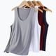 thumbnail image 1 of Chaleco de hombre de seda de hielo sin costuras, cuello redondo, blanco, ajustado, escote en V, hombros anchos, chaleco deportivo sin mangas, 1 of 5