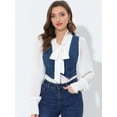thumbnail image 5 of INSPIRE CHIC Women's Denim Button Up Vintage Sleeveless Jean Crop Racerback Vest Mid-Blue XS, 5 of 5