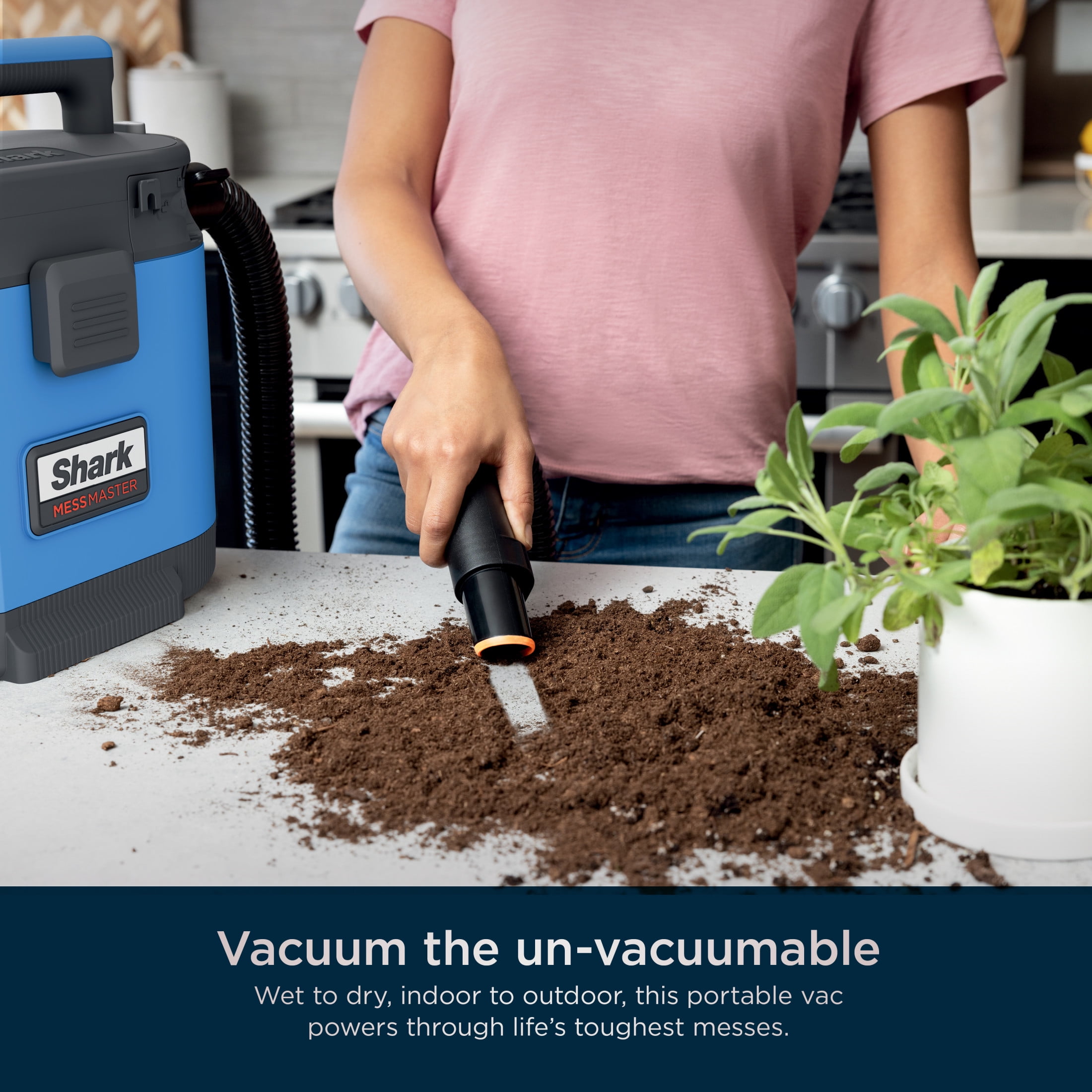 Shark MessMaster Portable Wet and Dry Vacuum for Home, Shop, Garage, 1 Gallon, Corded