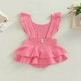 thumbnail image 4 of Baby Girls Knitting Rompers Solid Color Fly Sleeve Ruffle Hem Casual Party Street Spring Fall Summer Rompers Brown 3-6 Months, 4 of 8