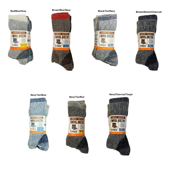 Omni Wool Unisex Merino Wool Multi-Sport Warm Hikers Hunting Socks, 3 ...