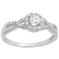thumbnail image 3 of 0.50 Carat (ctw) 10K White Gold Round Diamond Ladies Engagement Halo Style Swirl Split Shank Bridal Ring 1/2 CT, 3 of 6