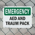 thumbnail image 5 of (2 Pack) AED And Trauma Pack OSHA Emergency Sign 18 Inch X 12 Inch Indoor / Outdoor Rust-Free Aluminum Metal Signs for Workplace, Workshop, and Construction Site, Made in the USA, 5 of 8