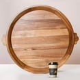 thumbnail image 1 of Heavy Duty Round Serving Decorative Tray w/Lovely Cloud Handles, 20" Extra Large Wood Decor Trays for Big Ottoman Coffee Table, Giant Table Centerpieces Decoration Organizer Huge Holiday Display Tray, 1 of 8
