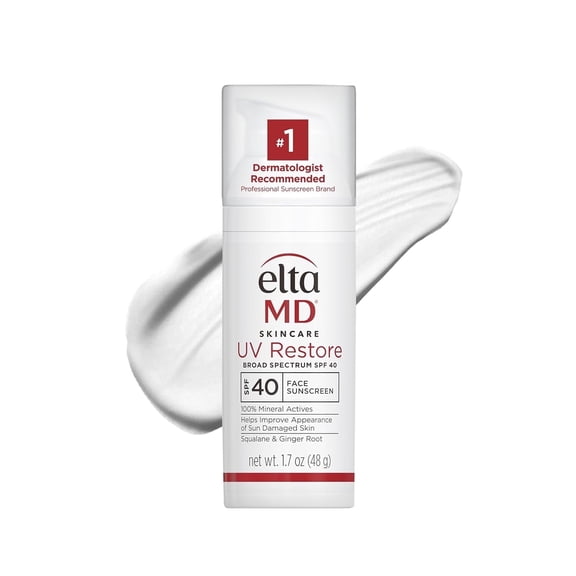 EltaMD UV Restore,Face Sunscreen, SPF 40, Mineral Sunscreen for Sun Damaged Skin Repair, Anti-Aging Zinc Oxide Sunscreen Formula