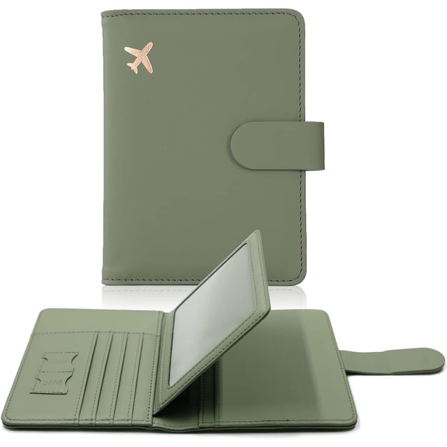 Porta pasaporte, Ranuras para tarjetas, Linda funda para pasaporte para mujeres/hombres, Cartera de viaje impermeable (verde musgo nuevo)