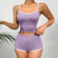 thumbnail image 2 of Chbgutlmr Womens Pajama Sets Crewneck Slim Cropped Camisole Tops and Shorts Ribbed Stretchy Loungewear Outfits, 2 of 3