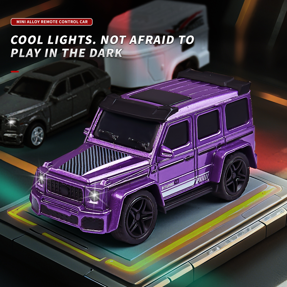 1: 64 mini large G remote control car, 2.4GHz dual frequency control, alloy body, adjustable speed and steering