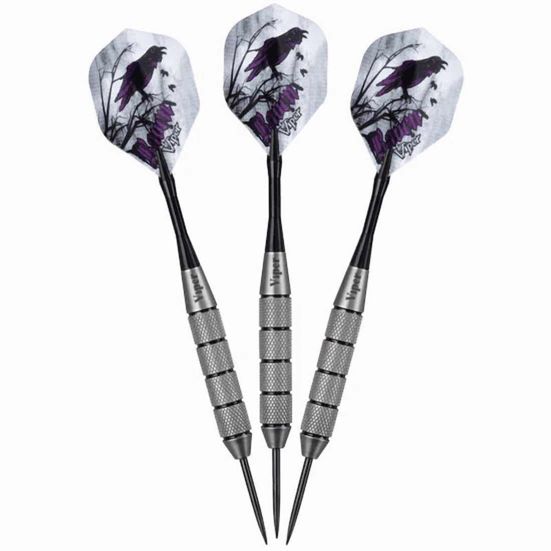 Viper Metropolitan Oak Steel Tip Dartboard Cabinet, Viper Razorback Sisal Dartboard, Viper Underground Raven Steel Tip Darts 25 Grams, and Viper Vinyl Dart Mat