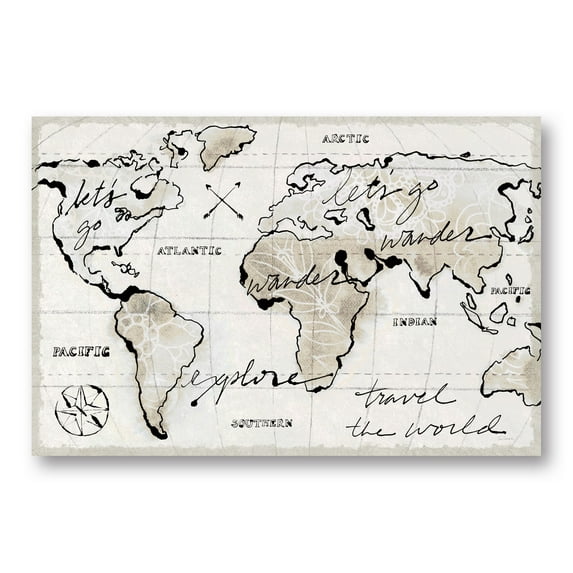 Gango Home Decor Contemporary Mapped Shorelines I Light Neutral Crop by Sue Schlabach (Printed on Paper); One 24x16in Fine Art Paper Giclee Print