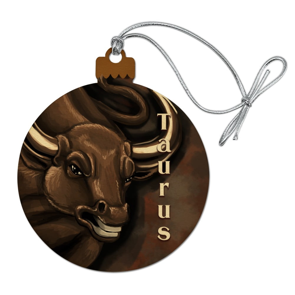 Taurus the Bull Zodiac Horoscope Wood Christmas Tree Holiday Ornament