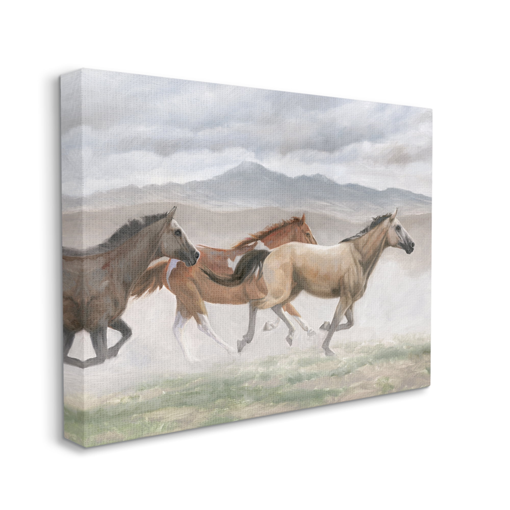 Stupell Industries Galloping Horses Landscape Animals & Insects Painting Gallery Wrapped Canvas Art Print Wall Art, 40 x 30
