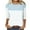 Light Blue, variant on Plebaso 3/4 Length Sleeve Womens Tops Casual Crew Neck Color Block Stripe Graphic T Shirt for Women