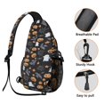thumbnail image 3 of Sling Backpack,Halloween Autumn Pattern Sling Bag with Water Bottle Holder,Waterproof Sling Bag for Men/Women with Headphone Jack for Hiking,Travel, 3 of 6