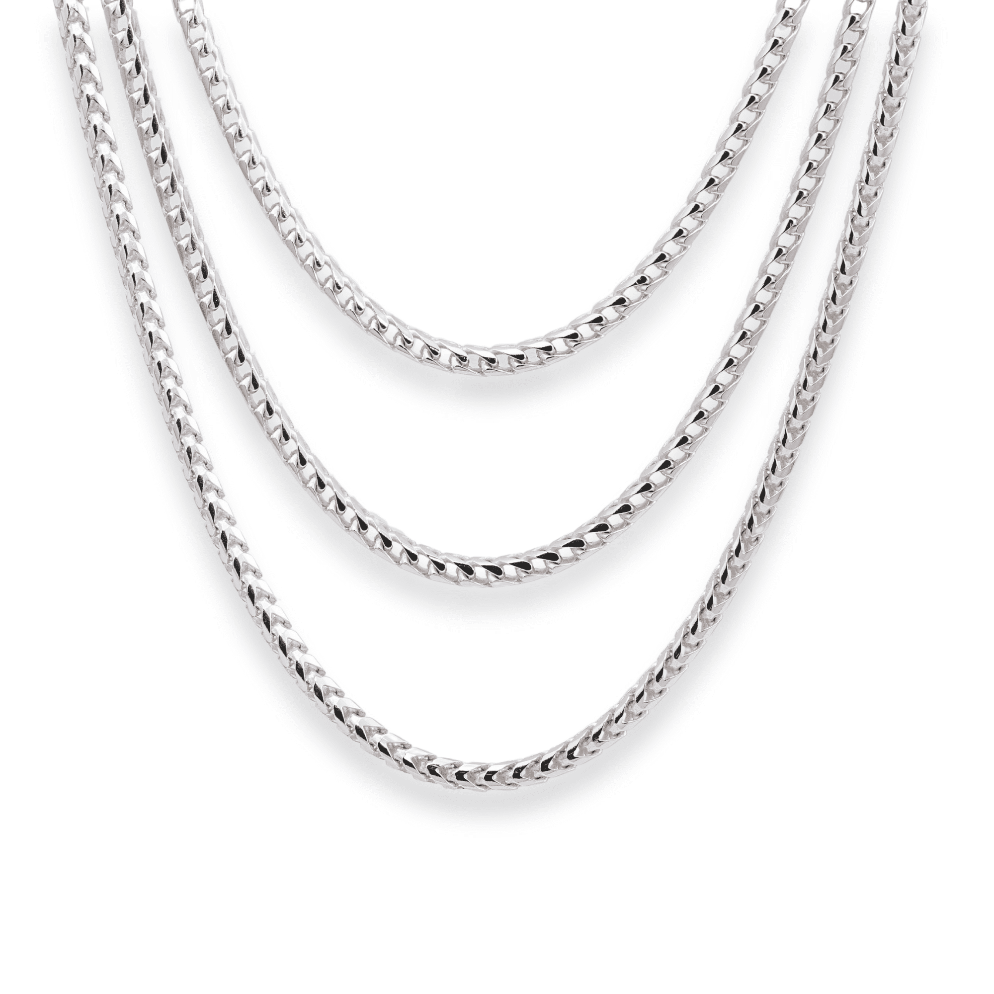 Tilo Jewelry Solid 925 Sterling Silver Franco Chain Necklace with Secure Lobster Lock | 2.75mm - 22 Inch | Everyday Necklace for Men, Women, Unisex