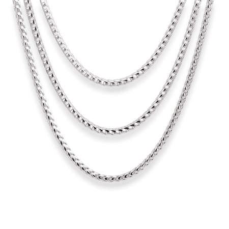 Tilo Jewelry Solid 925 Sterling Silver Franco Chain Necklace with Secure Lobster Lock | 2.75mm - 22 Inch | Everyday Necklace for Men, Women, Unisex