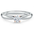 thumbnail image 3 of Gem Stone King 10K Two Tone Gold White Zirconia Engagement Ring for Women | 0.25 Cttw | Round 4MM | Gemstone Birthstone | Size 7, 3 of 6