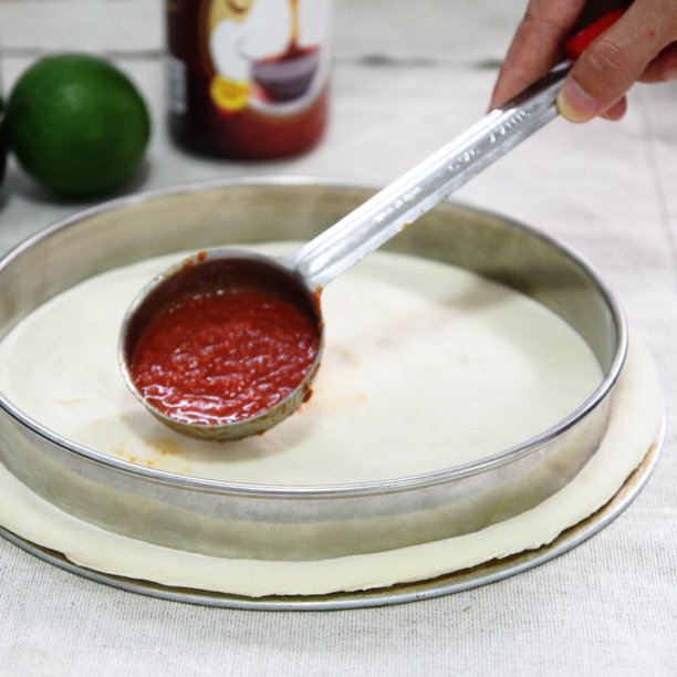 Cuchara para salsa Ndcxsfigh de acero inoxidable con mango de goma rojo 2 onzas