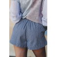 thumbnail image 5 of Women's Striped Denim Shorts – High Waist Casual Drawstring Shorts for Daily Wear, Blue, S, 5 of 5