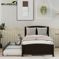 thumbnail image 4 of Bellemave Twin Platform Bed with Trundle Solid Wood Twin Bed Frame with Headboard Space Saving Wooden Bed for Teens & Adults, Espresso Brown, 4 of 10