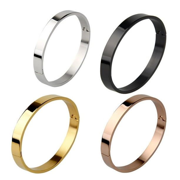 Stainless Steel Bangle, Bangle Bracelet Couple Bangle Wristband,Fashion  Simple Men Women Bracelet Strap,Smooth Surface Plain Bangle High Polished, Glossy Titanium Steel Bracelet 