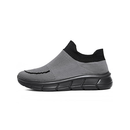 

Rockomi Unisex Running Shoe Slip On Walking Shoes Knit Upper Sock Sneakers Womens Mens Breathable Athletic Flats Anti-slip Sports Gray 9