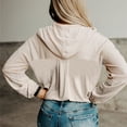 thumbnail image 6 of Womens Waffle Color Block Hoodies Button up V Neck Drawstring Hooded Sweatshirts Casual Loose Pullover Shirts Blouse, 6 of 6