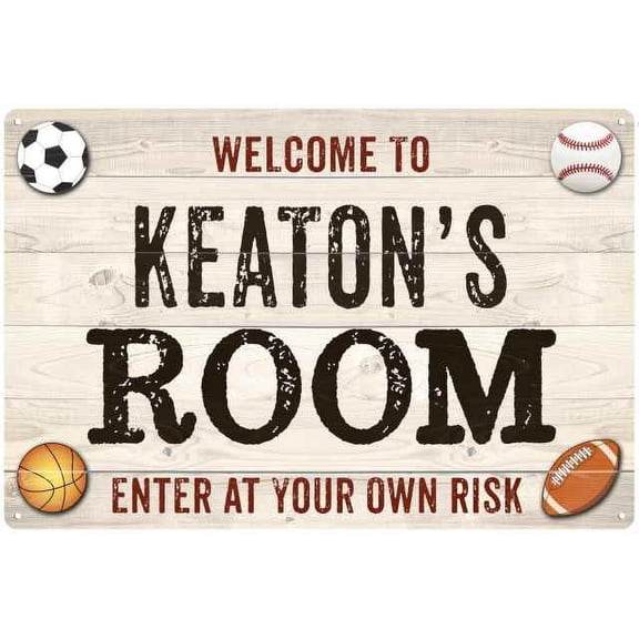 KEATON'S Room Kids Bedroom Sign Boy's Gift 8x12 Metal 108120090363