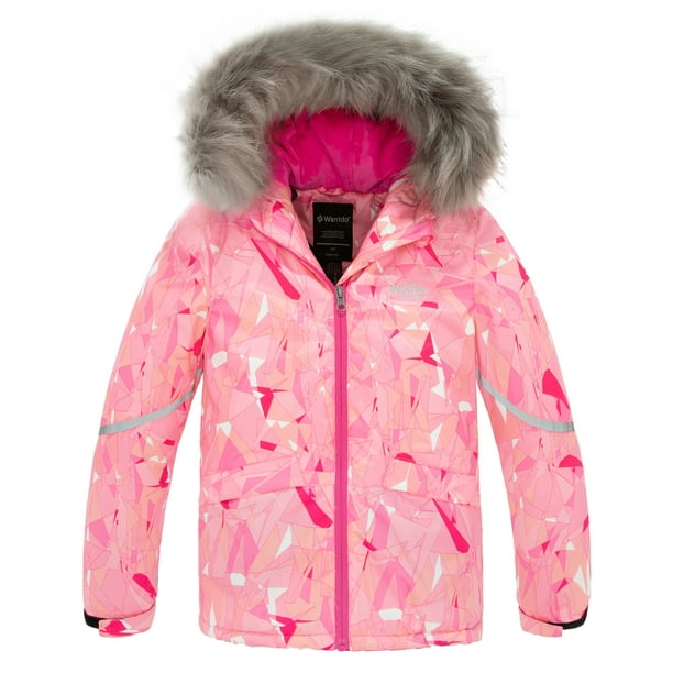 Wantdo Girl's Skiing Jacket Warm Snow Coats Outdoor Windbreaker Pink