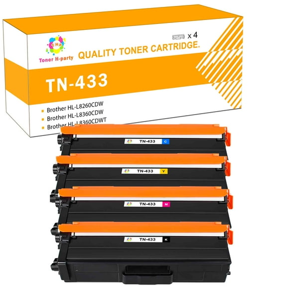 TN433 Toner Cartridge 4-Pack High Yield Compatible for Brother TN-433 TN433BK TN433C TN433Y TN433M MFC-L8900CDW HL-L8360CDW L8260CDW L8360CDWT MFC-L8610CDW Printer Ink (Black Cyan Yellow Magenta)