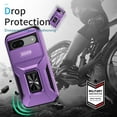 thumbnail image 3 of Phone Case for Google Pixel 8a Case with Sliding Camera Cover, with 360° + 100° Free Rotation Metal Finger Ring Bracket, Fit Magnet Car Mount, 2 In 1 Case Cover for Google Pixel 8a, Purple, 3 of 8