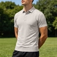 thumbnail image 4 of Luvrsol Men T Shirts Solid Basic Short Sleeve Lapel Collar Cotton Casual Daily Tops S-3XL, 4 of 8