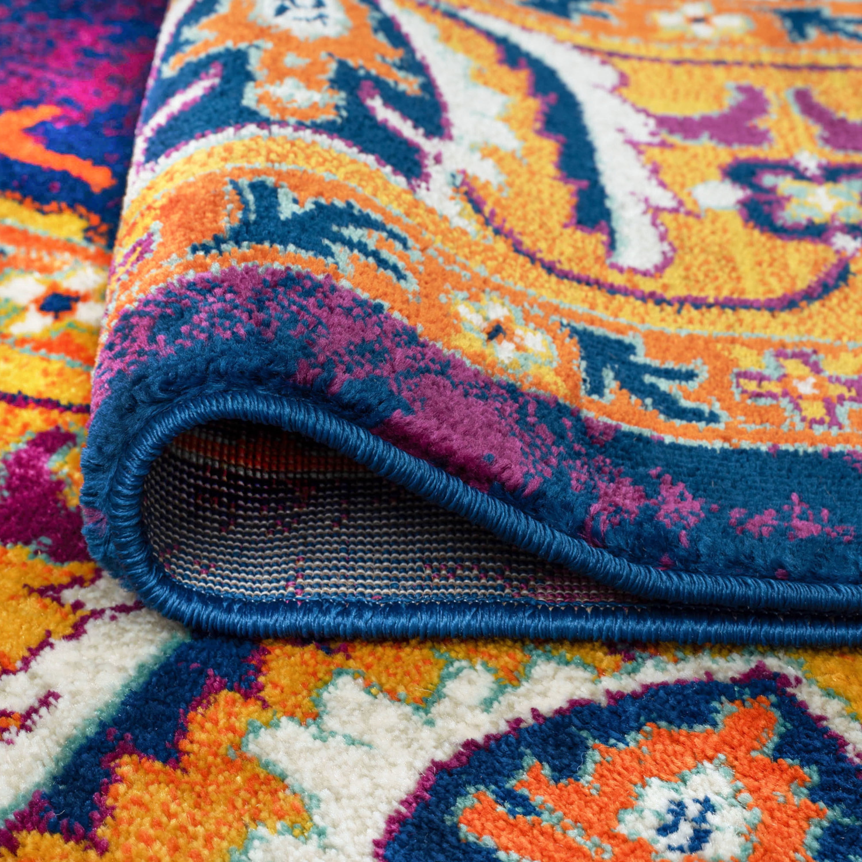 Transitional 9x12 Area Rug (8'9'' x 12'3'') Oriental Gold, Purple Living Room Easy to Clean