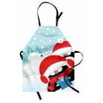 thumbnail image 1 of Christmas Apron, Whimsical Penguins with Warming Clothes Holding a Gift on Igloo Scene, Unisex Kitchen Bib with Adjustable Neck for Cooking Gardening, Adult Size, Pale Blue Vermilion, by Ambesonne, 1 of 4