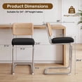 thumbnail image 6 of Daluvenix Natural Rattan Bar Stools Set of 2 with Cane Back, Mid Century Modern Kitchen Counter Height BarStools, Dining Room Upholstery Boho Microvelvet Seat Bar Chairs, 6 of 8