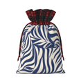 thumbnail image 3 of Color Matching Linen Bundle Mouth Gift Bag Can Be Used For Daily Small Items Zebra Print Style Steelblue_1 Medium, 3 of 8