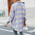 thumbnail image 5 of Mingw Womens Plaid Shacket Jacket Flannel Knitting Cotton Winter Clothing Woolen Coats,XL, 5 of 5